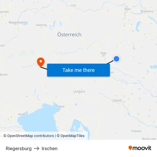 Riegersburg to Irschen map
