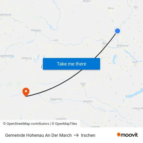 Gemeinde Hohenau An Der March to Irschen map