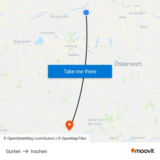 Gurten to Irschen map
