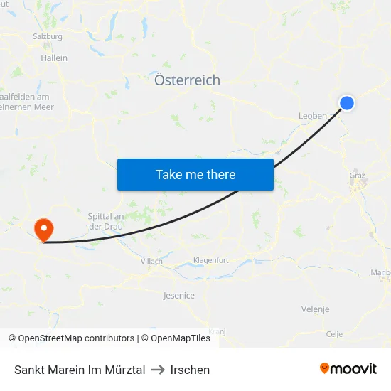 Sankt Marein Im Mürztal to Irschen map