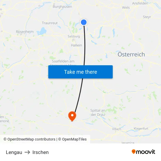 Lengau to Irschen map