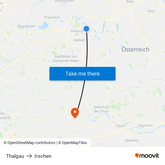 Thalgau to Irschen map