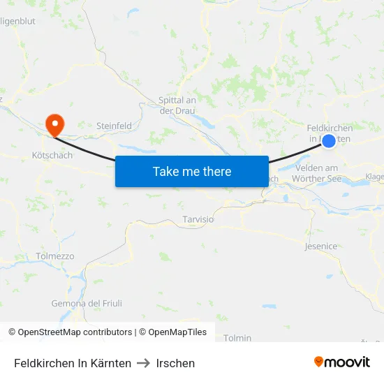 Feldkirchen In Kärnten to Irschen map
