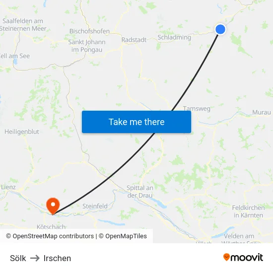 Sölk to Irschen map