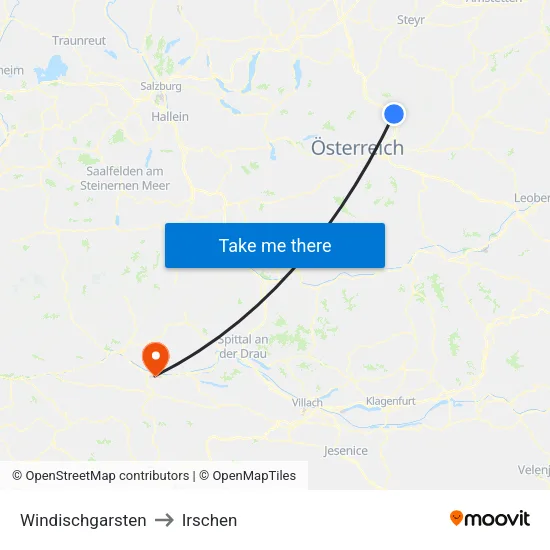 Windischgarsten to Irschen map