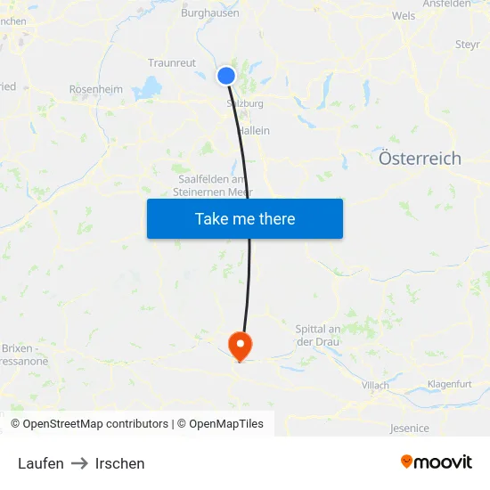 Laufen to Irschen map