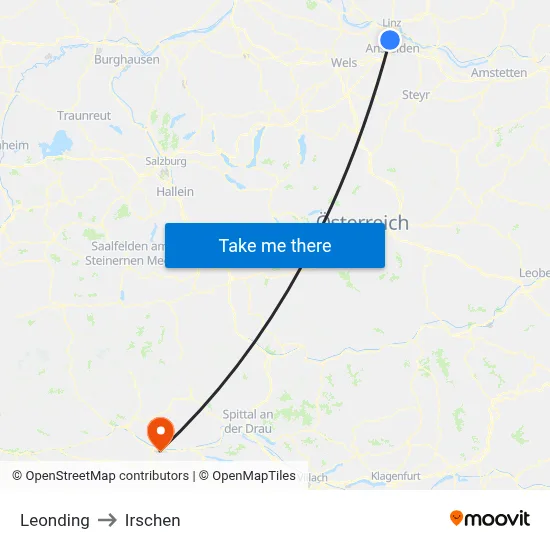 Leonding to Irschen map