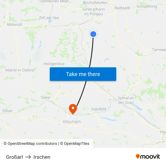 Großarl to Irschen map