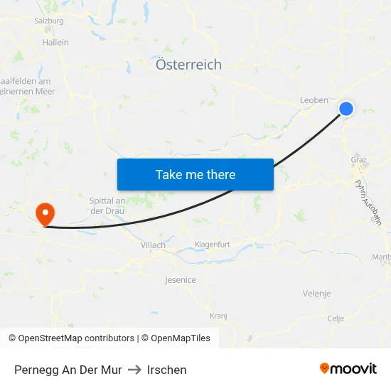 Pernegg An Der Mur to Irschen map