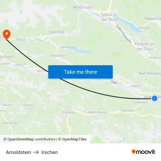 Arnoldstein to Irschen map