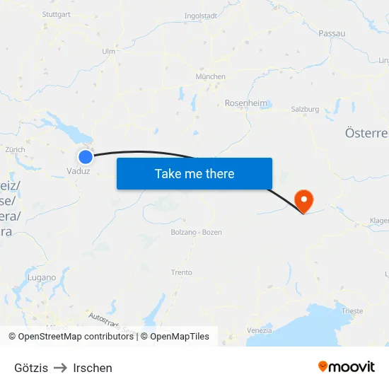 Götzis to Irschen map