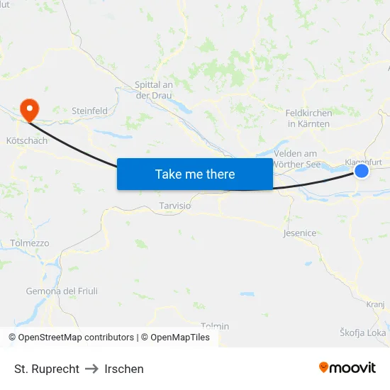 St. Ruprecht to Irschen map