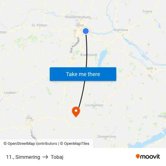 11., Simmering to Tobaj map