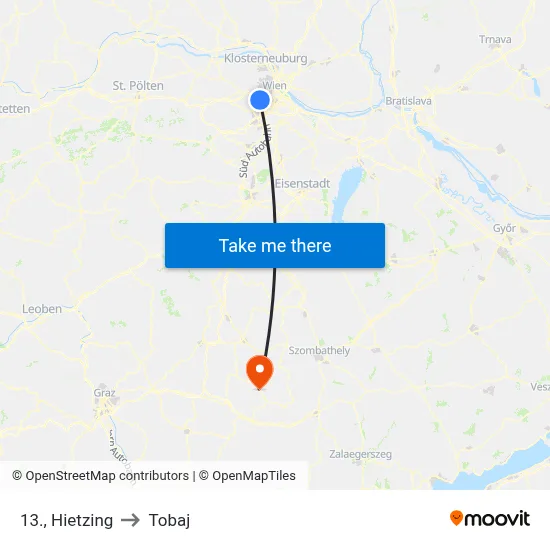 13., Hietzing to Tobaj map