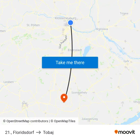 21., Floridsdorf to Tobaj map
