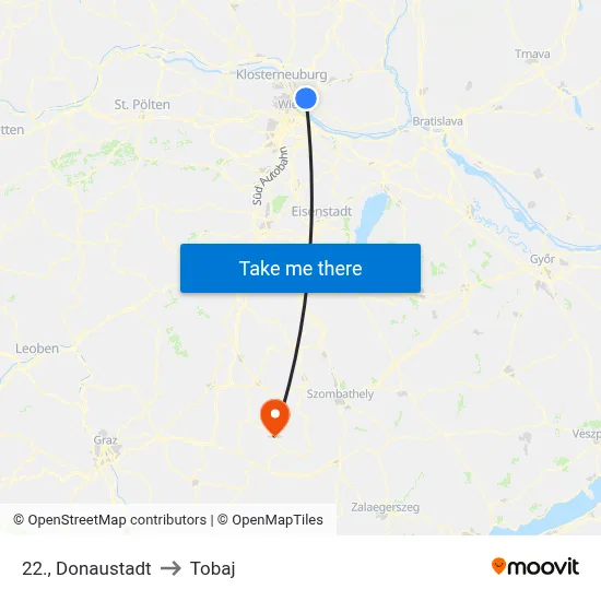 22., Donaustadt to Tobaj map