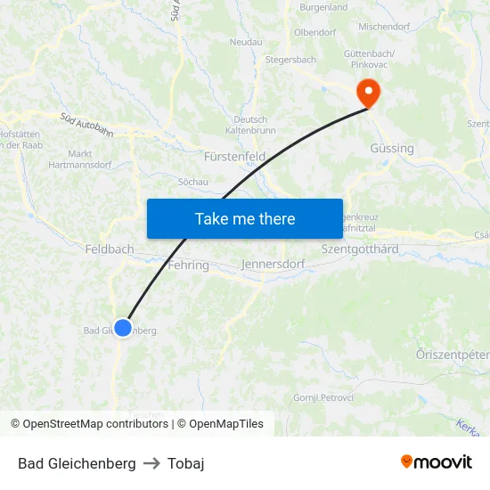 Bad Gleichenberg to Tobaj map