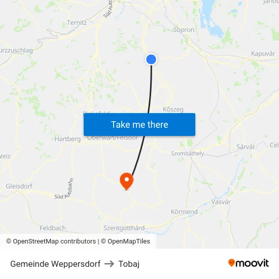 Gemeinde Weppersdorf to Tobaj map