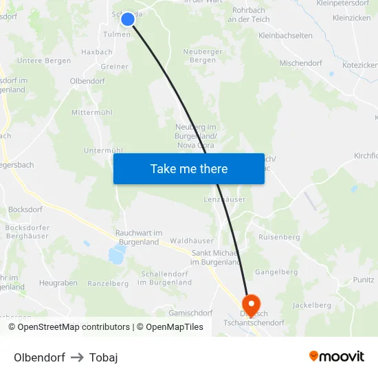 Olbendorf to Tobaj map