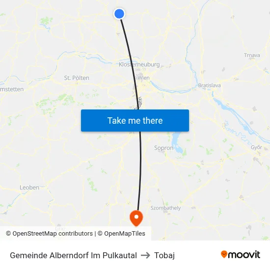 Gemeinde Alberndorf Im Pulkautal to Tobaj map