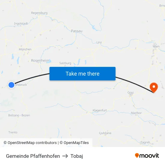 Gemeinde Pfaffenhofen to Tobaj map