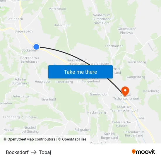 Bocksdorf to Tobaj map