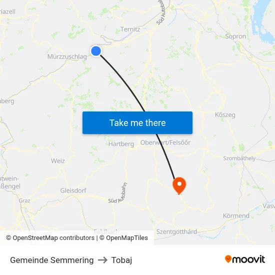 Gemeinde Semmering to Tobaj map