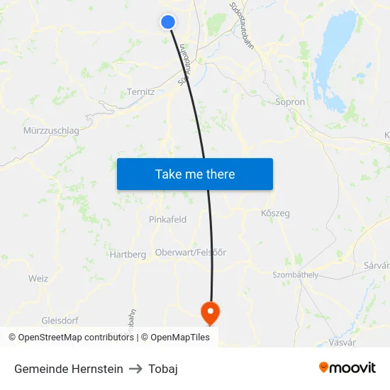 Gemeinde Hernstein to Tobaj map