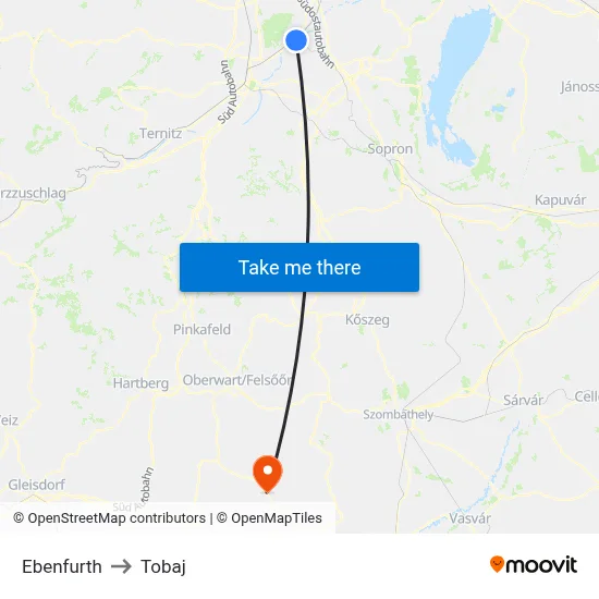 Ebenfurth to Tobaj map