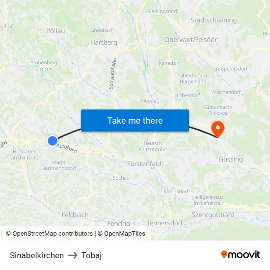 Sinabelkirchen to Tobaj map