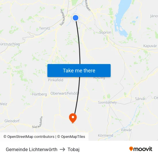 Gemeinde Lichtenwörth to Tobaj map