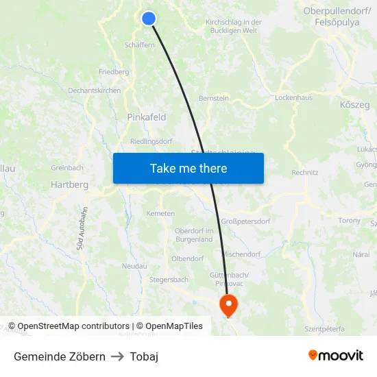Gemeinde Zöbern to Tobaj map