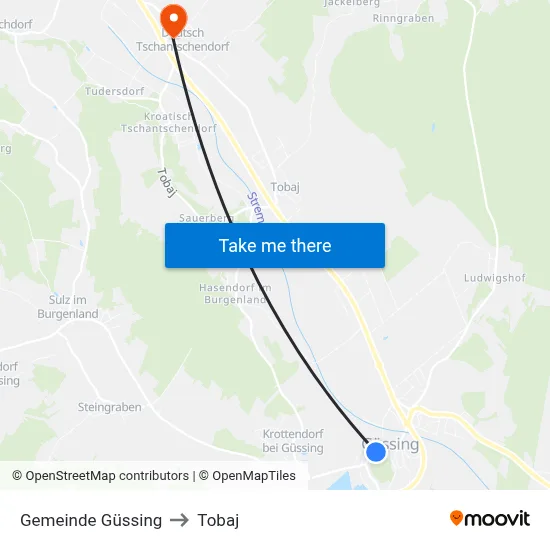 Gemeinde Güssing to Tobaj map