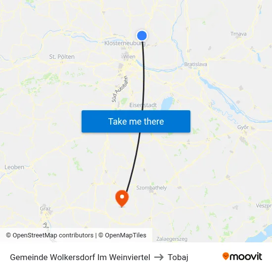 Gemeinde Wolkersdorf Im Weinviertel to Tobaj map