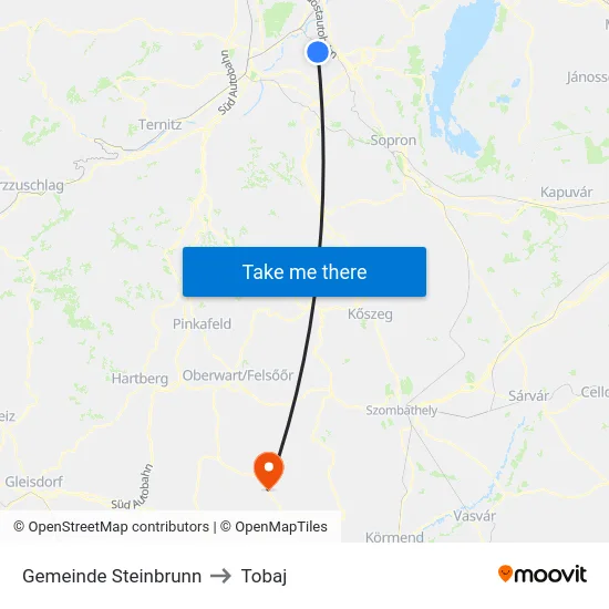Gemeinde Steinbrunn to Tobaj map