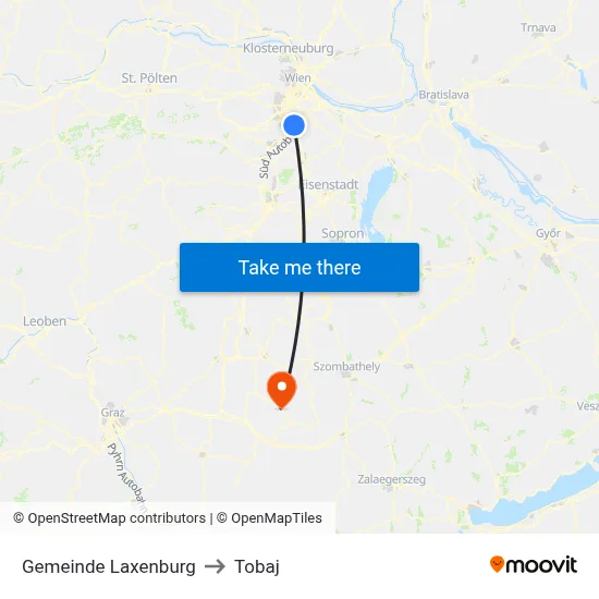 Gemeinde Laxenburg to Tobaj map