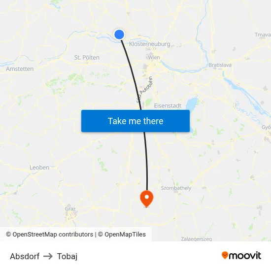 Absdorf to Tobaj map