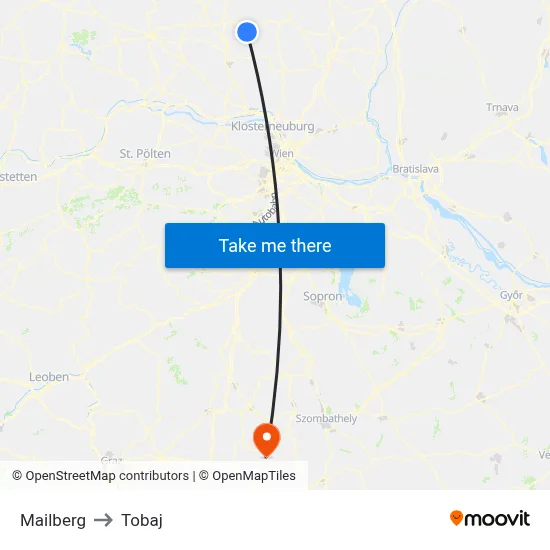 Mailberg to Tobaj map