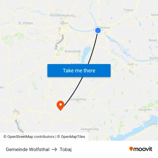 Gemeinde Wolfsthal to Tobaj map