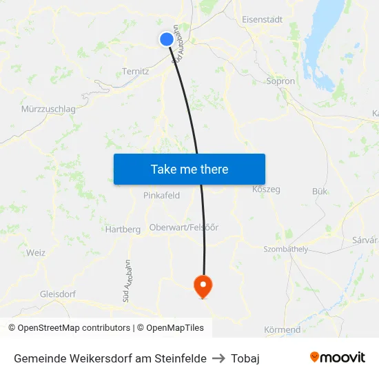 Gemeinde Weikersdorf am Steinfelde to Tobaj map