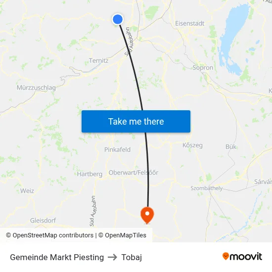 Gemeinde Markt Piesting to Tobaj map