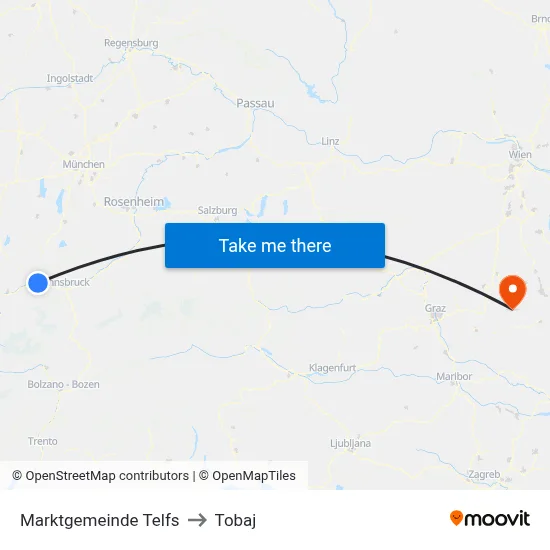 Marktgemeinde Telfs to Tobaj map