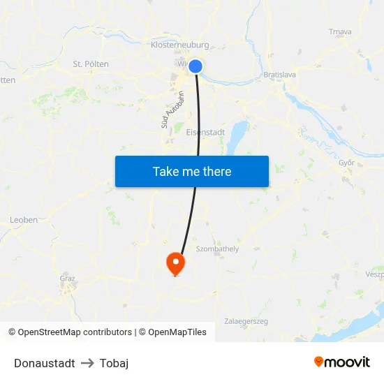 Donaustadt to Tobaj map