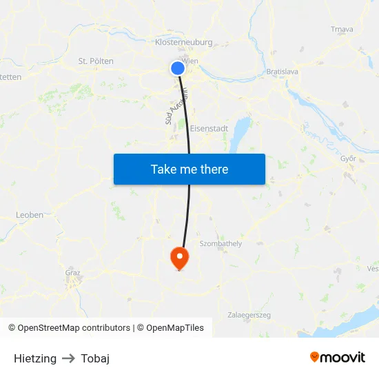 Hietzing to Tobaj map
