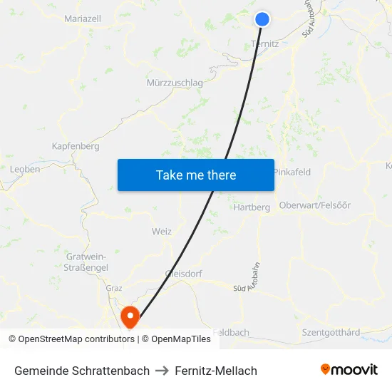 Gemeinde Schrattenbach to Fernitz-Mellach map