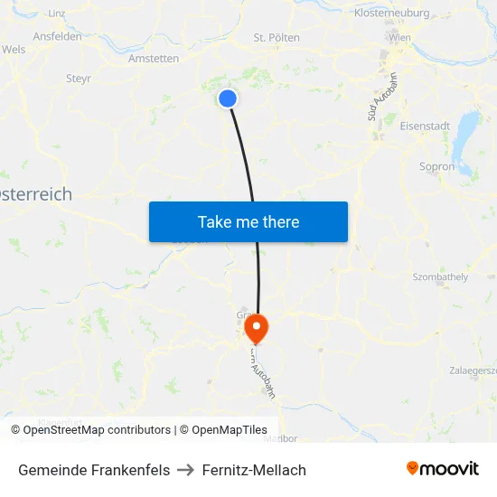 Gemeinde Frankenfels to Fernitz-Mellach map