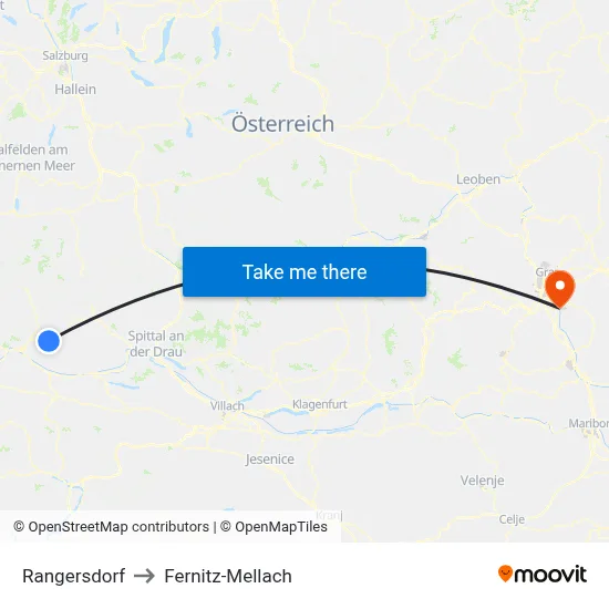 Rangersdorf to Fernitz-Mellach map