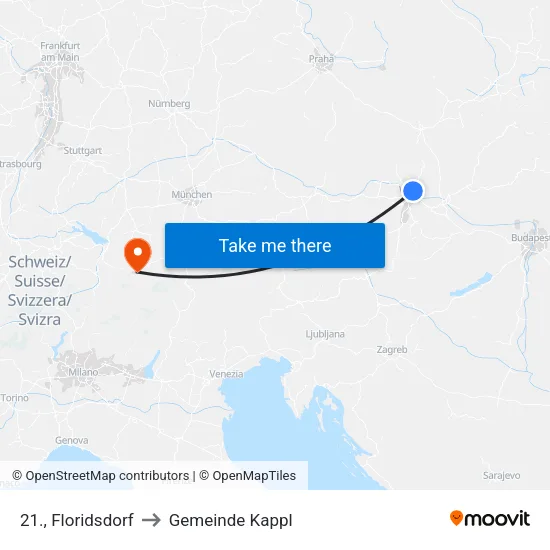 21., Floridsdorf to Gemeinde Kappl map