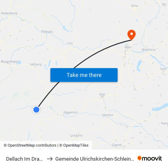 Dellach Im Drautal to Gemeinde Ulrichskirchen-Schleinbach map