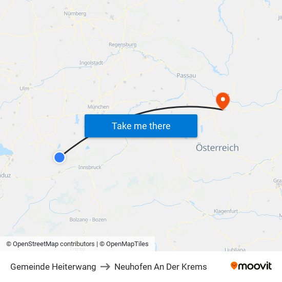 Gemeinde Heiterwang to Neuhofen An Der Krems map